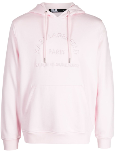 Karl Lagerfeld Logo-embroidered Long-sleeve Hoodie In Pink