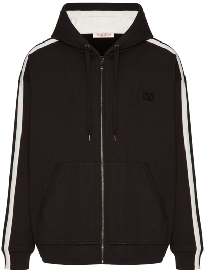 Valentino Vlogo Signature Patch Zip-up Hoodie In Black