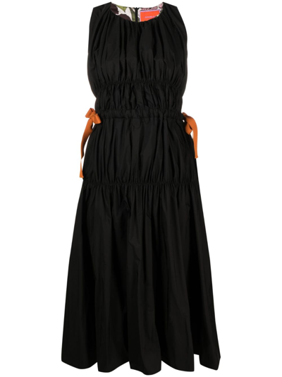 La Doublej Biennale Taffeta Midi Dress In Solid Black