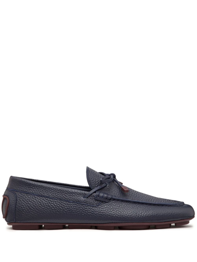 Valentino Garavani Vlogo Signature Leather Driving Shoes In Blue