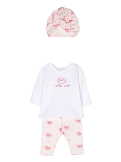 Givenchy Babies' Logo-print Cotton Set In Pink