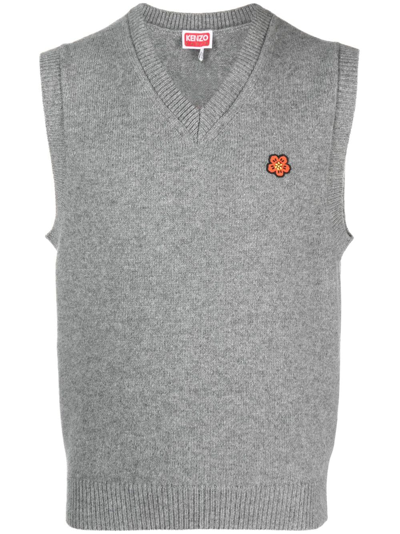 Kenzo Gray  Paris Boke Flower Vest In 94 - Pearl Grey