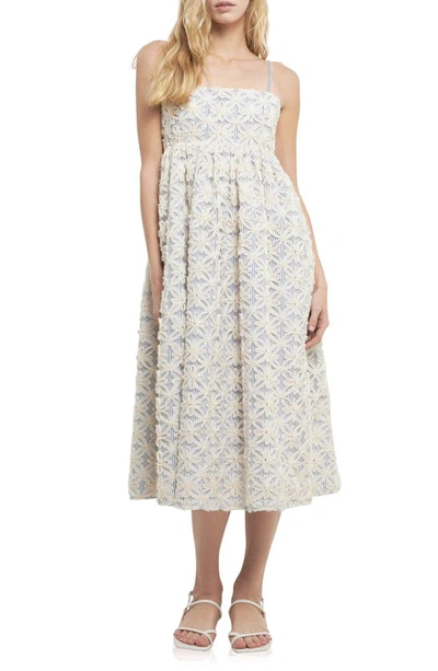 English Factory Embroidered Ribbon Empire Waist Dress In Off White