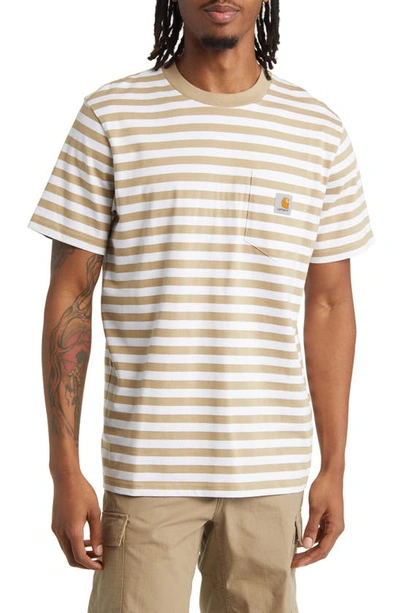 Carhartt Scotty Stripe Pocket T-shirt In Scotty Ammonite