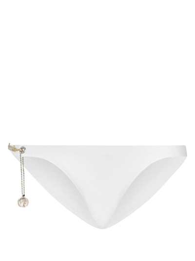 Dolce & Gabbana Logo-plaque Swim Trunks In Natural_white
