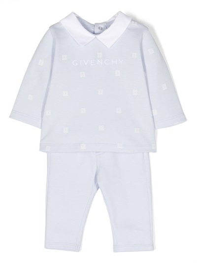 Givenchy Babies' Logo-print Cotton Set In Blue