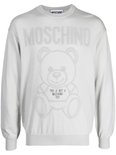Moschino Teddy Bear Virgin-wool Top In Grey