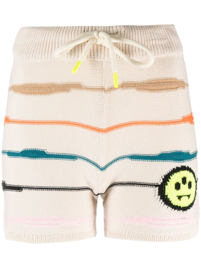 Barrow Butter Shorts With Logo And Multicoloured Stripes In Neutrals