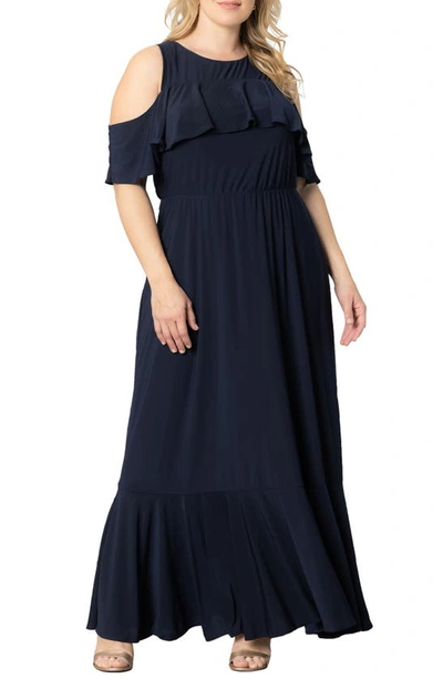 Kiyonna Piper Cold Shoulder Dress In Nouveau Navy