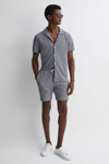 REISS NAVY/WHITE JENKIN TERRYCLOTH DRAWSTRING SHORTS