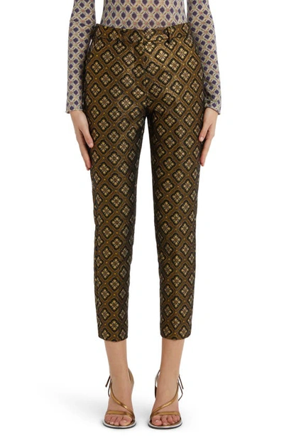 Etro Embroidered-motif Cropped Tailored Trousers In Black