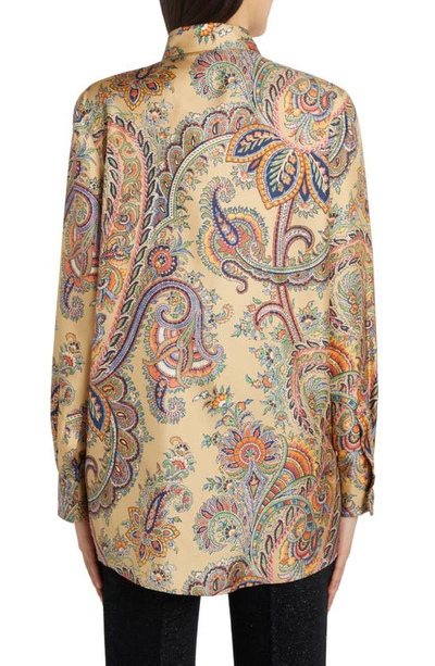 Etro Paisley Silk Button-front Shirt In Beige