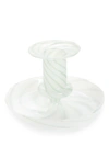 Hay Flare Stripe Glass Candle Holder In Milky Green Stripe