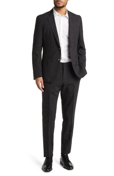 Hugo Boss Boss Huge Virgin Wool & Linen Suit In Black