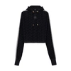 Balmain Monogram-print Cropped Hoodie In Navy