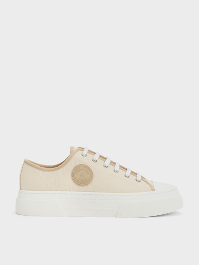 Charles & Keith Canvas Low-top Sneakers In Taupe