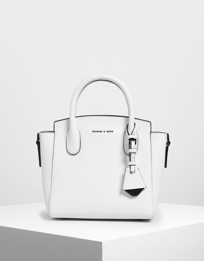 Charles & Keith Classic Double Top Handle Bag In White