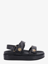 Tory Burch Kira Leather Dual-band Sport Sandals In Black