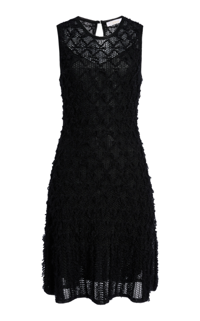 Chloé Women's Silk Cashmere Tweed Lace Knit Mini Dress In Black
