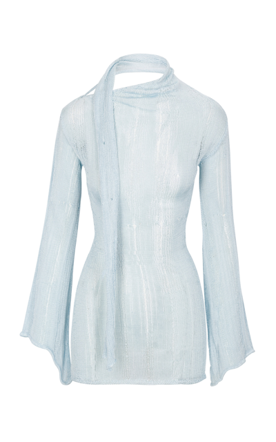 knee length dresses for ladies AYA MUSE Merano Knit Mini Dress in Blue  Clutch