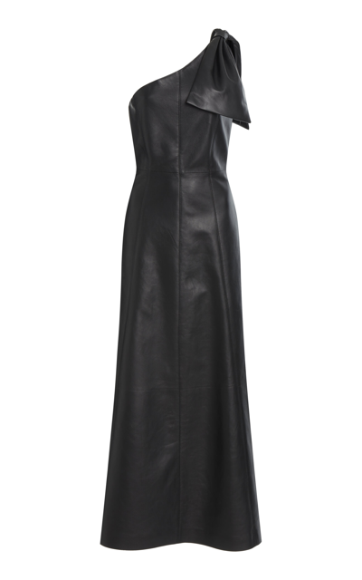 Chloé Asymmetric Leather Maxi Dress In Black