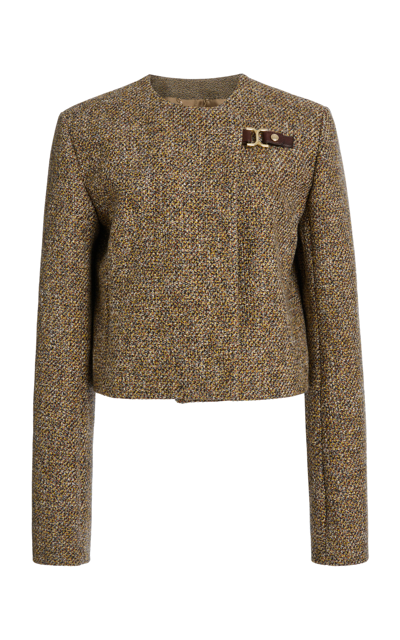 Chloé Heavy Wool-cotton Tweed Mouline Jacket In Multi