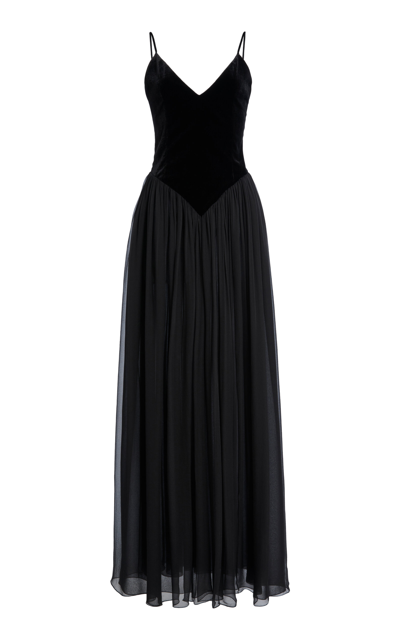 Chloé Velvet Silk-blend Maxi Dress In Black