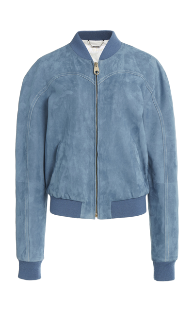 Chloé Suede Bomber Jacket In Blue