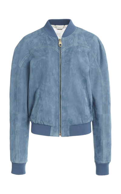Chloé Blue Grizzled Suede Leather Jacket