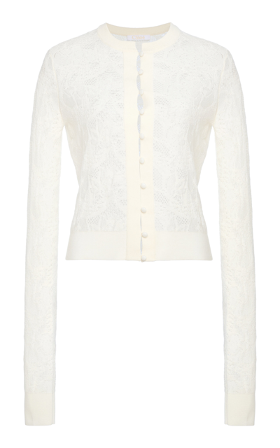 Chloé Knit Lace Wool-silk Top In White