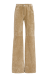 Chloé Soft Crosta Leather Pants In Neutral