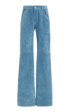 Chloé Women's Soft Crosta Leather Pants In Blue