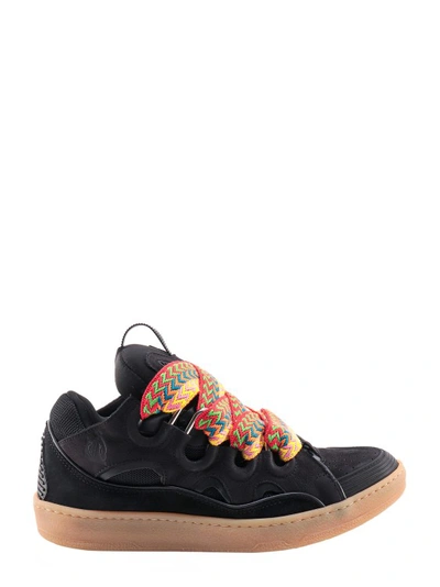 Lanvin Black Leather Curb Trainers