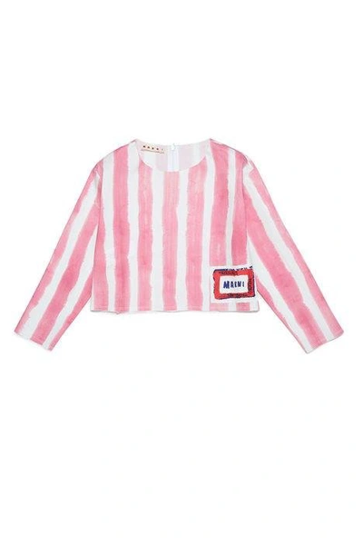 Marni Kids' Striped Long-sleeve Top In Pink