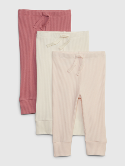 Gap Kids' Baby First Favorites Tinyrib Pants (3-pack) In Barely Pink