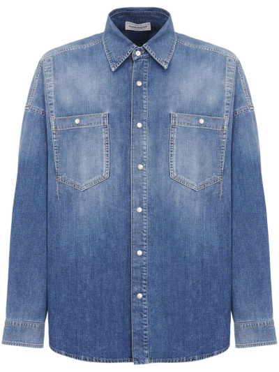 Alexander Mcqueen Dart-detail Denim Shirt In Blue