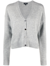 Theory V-neck Purl-knit Cardigan In Cool Heather Grey