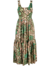 La Doublej Midikleid Mit Blumen-print In Green