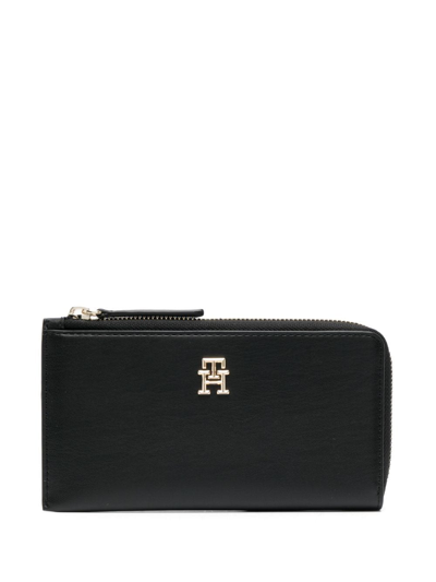 Tommy Hilfiger Logo-plaque Faux-leather Wallet In Schwarz