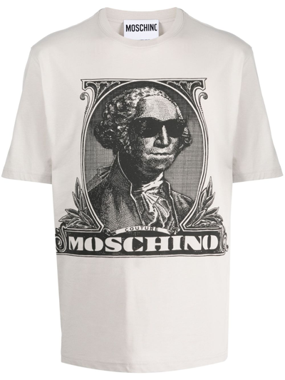 Moschino Logo-print Organic-cotton T-shirt In Grau