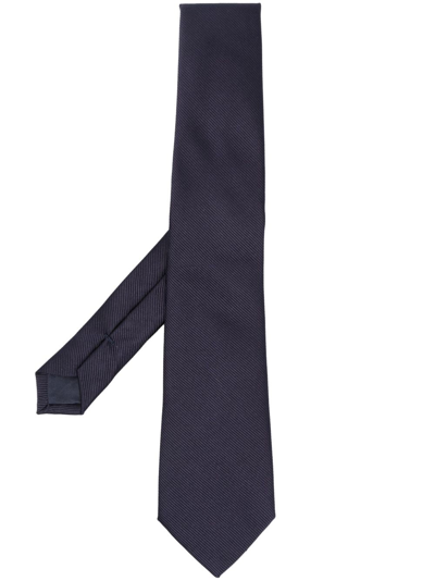 Giorgio Armani Textured Pointed-tip Silk Tie In Blau