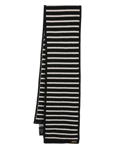 Balmain Striped Cashmere-blend Scarf In Black