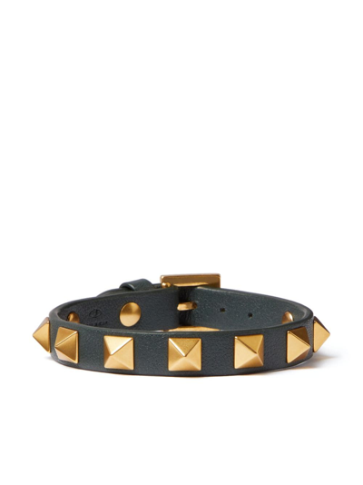 Valentino Garavani Rockstud Leather Bracelet In Black