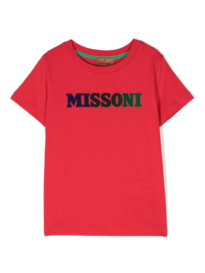 Missoni Logo-embossed Cotton-jersey T-shirt In Rot