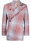 Charles Jeffrey Loverboy Checked Single-breasted Jacket In Blue