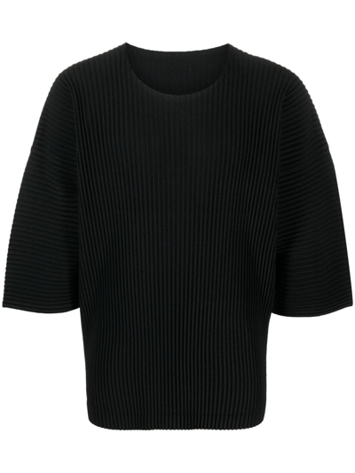 Issey Miyake Mc May Short-sleeve Pleated T-shirt In Black