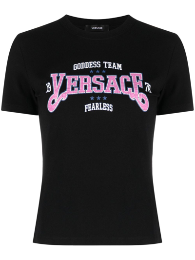 Versace Logo-print T-shirt In Schwarz