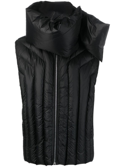 Rick Owens Gimp Detachable-neck Padded Gilet In Black