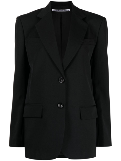 ALEXANDER WANG LOGO-EMBROIDERED SINGLE-BREASTED BLAZER