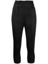 Issey Miyake Black Route Plissé Tapered Trousers In Schwarz
